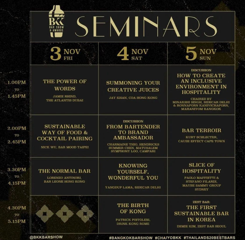 bangkok bar show seminar schedule