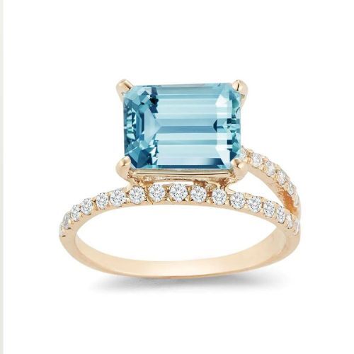 Mateo 14kt yellow gold, blue topaz and diamond ring