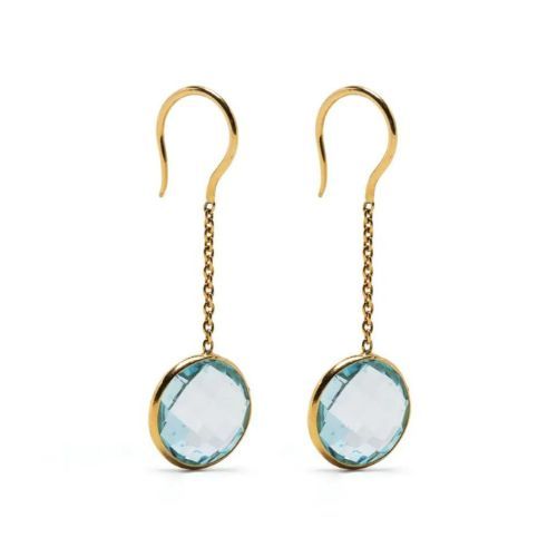 Swayta sha 18kt yellow gold blue topaz drop earrings