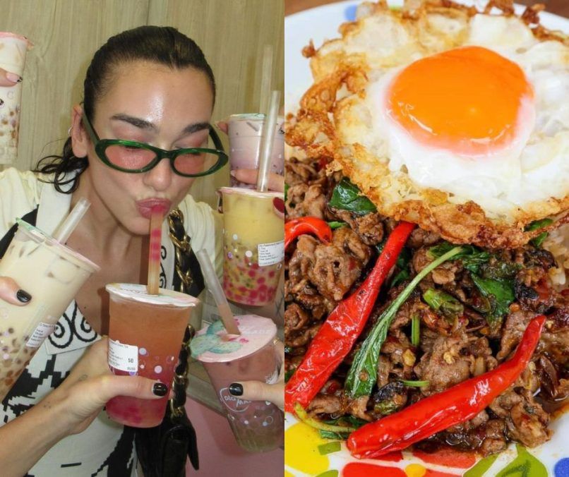 Bangkok street food recommendations for Dua Lipa pad krapow and bubble tea