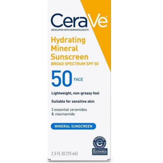 CeraVe Hydrating Mineral Sunscreen SPF50 Face Lotion