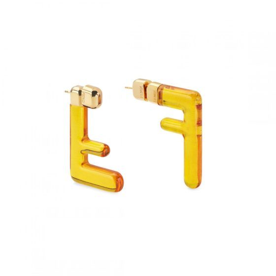 Fendi Yellow FF Logo Earrings
