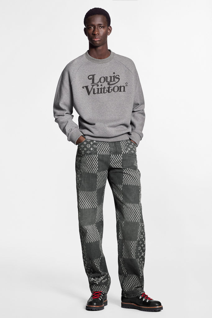 Louis Vuitton grey x Nigo Cashmere LV Made Scarf