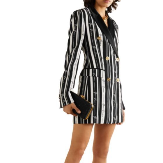 Versace double-breasted striped crepe mini dress