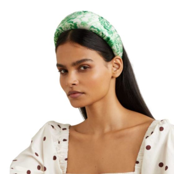 GANNI floral-print satin headband