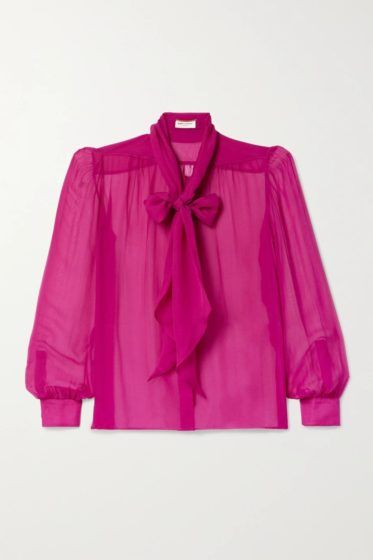 Saint Laurent pussy-bow silk-chiffon blouse