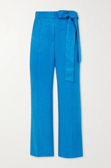 Usisi Sister Jenner cropped bow-detailed jacquard slim leg pants