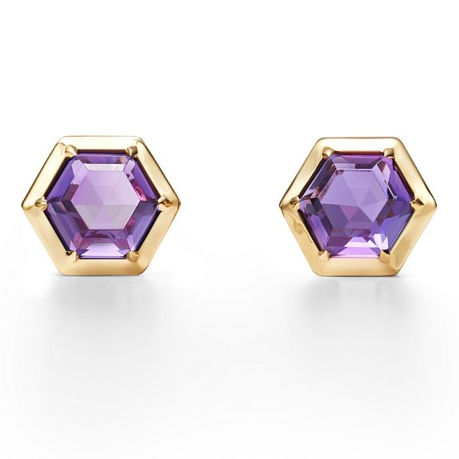 Tiffany & Co. hexagon earrings in amethyst and gold