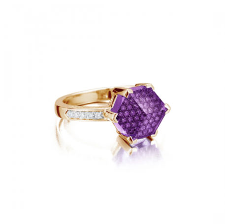 Paolo Costagli 'Brillante Valentina' ring in diamond, amethyst and rose gold