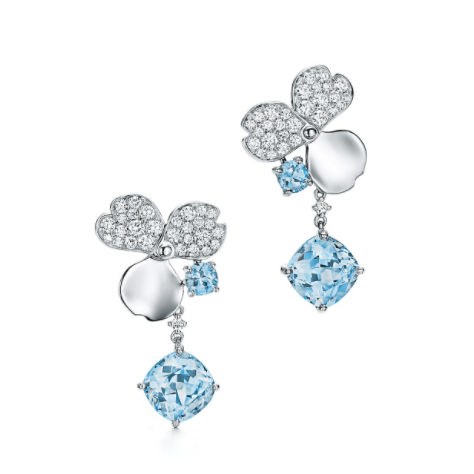 Tiffany & Co. 'Paper Flowers' earrings in aquamarine, diamond and platinum