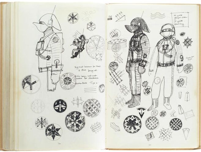 Sketchbook of original Star Wars costume designs 