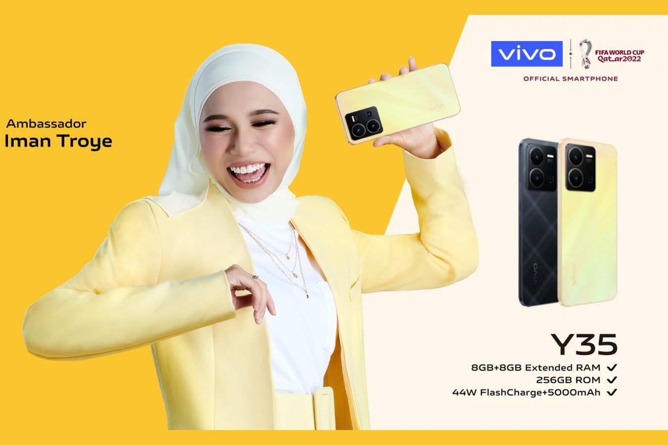 The new ‘youthful, fun-packed’ vivo Y35 features brand ambassador Iman Troye