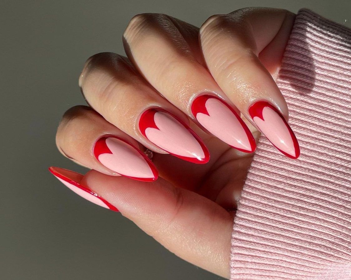 52 Valentine's Day Nail Art Designs & Ideas 2023 : Neutral Matte Nails with  Red Hearts