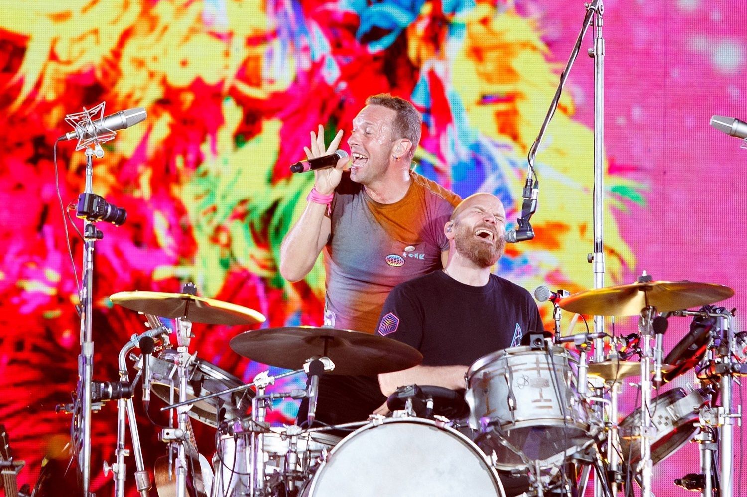 Coldplay drummer Will Champion and his drum technician known as
