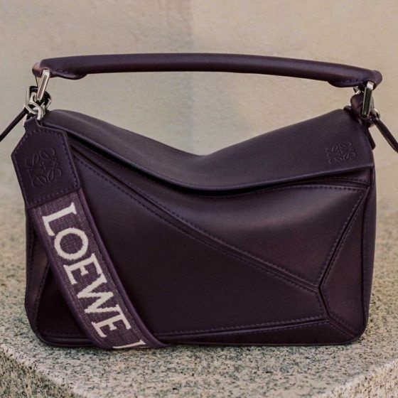 Loewe Women Goya Bag in Silk Calfskin-Maroon