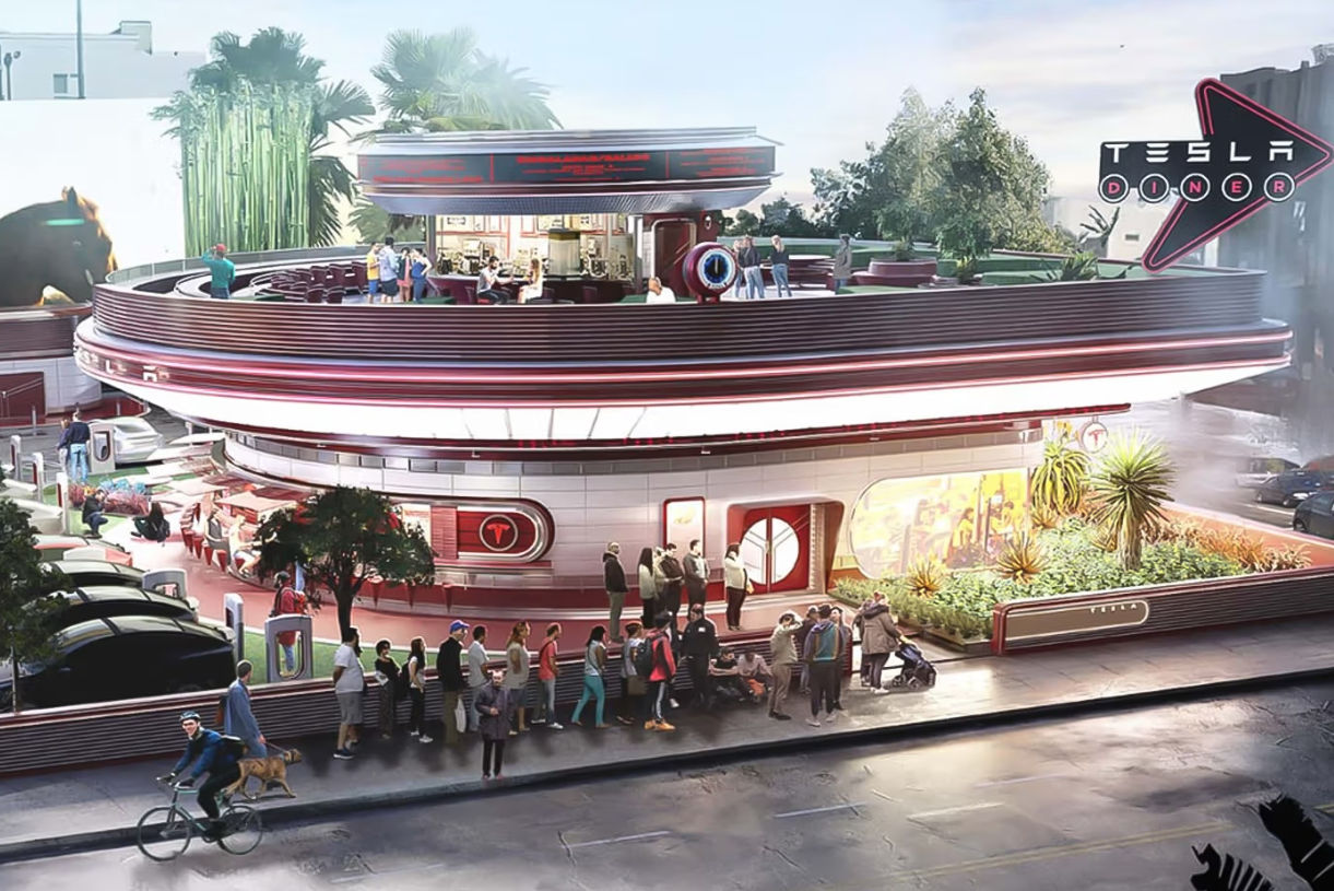 Tesla is building a diner and drive-in theatre in LA. Seriously.