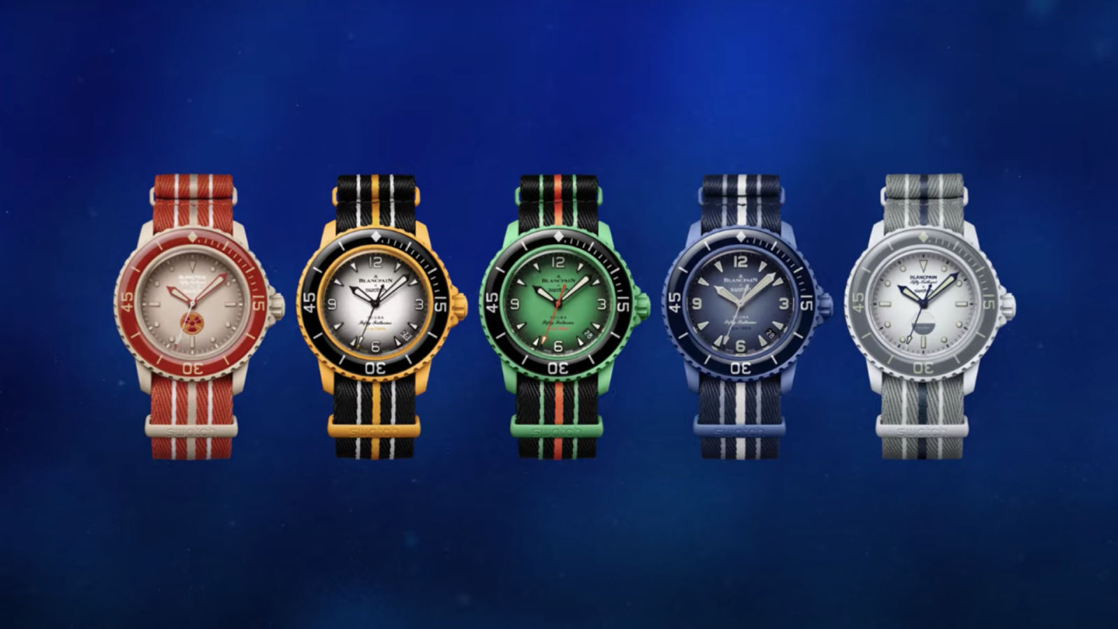 Meet all five of the Blancpain x Swatch ‘Scuba Fifty Fathoms’ watches