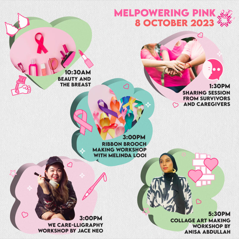 Pink bras at Sydney spa promote breast cancer awareness