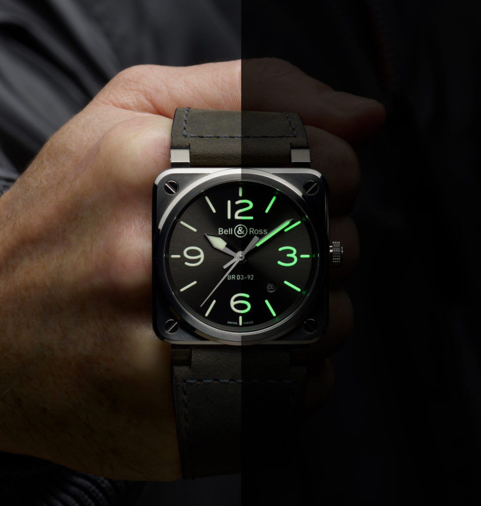 Bell & Ross’s BR03-92 Grey LUM is a watch that’s made to be seen — both in the day and at night