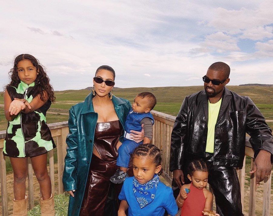Kim Kardashian, Kanye West and family sported custom Mowalola looks in their Father's Day Instagram posts. (Photo credit: @kimkardashian / Instagram)