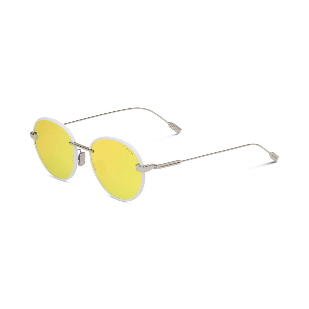 The Rim Pantos sunglasses in White Yellow Mirror. (Photo credit: Rimowa)