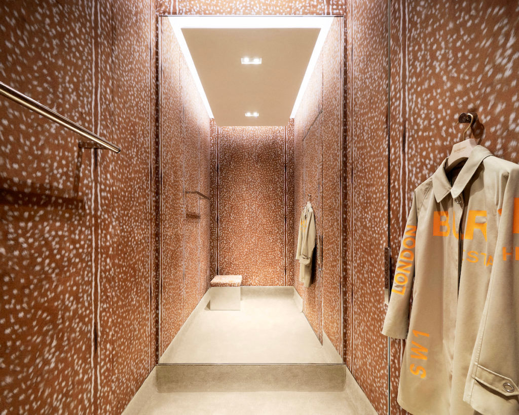 Inside one of the three themed fitting rooms in Burberry's Shenzhen store, which customers can book through the WeChat program. (Photo credit: Burberry)