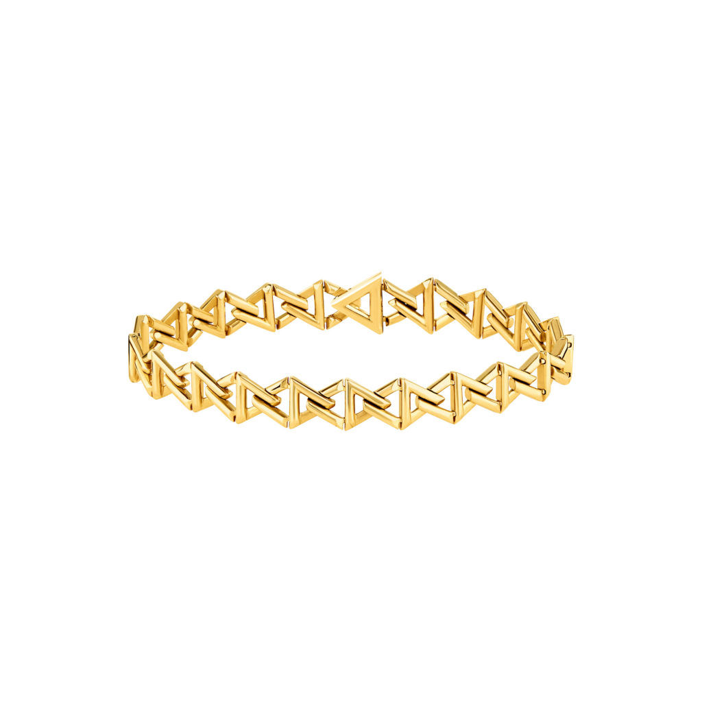 LOUIS VUITTON 18K Yellow Gold Large LV Volt Curb Chain Bracelet