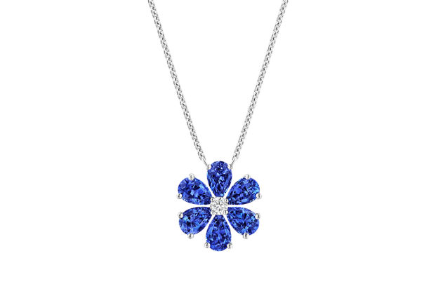 Forget-Me-Not Pink Sapphire and Diamond Pendant