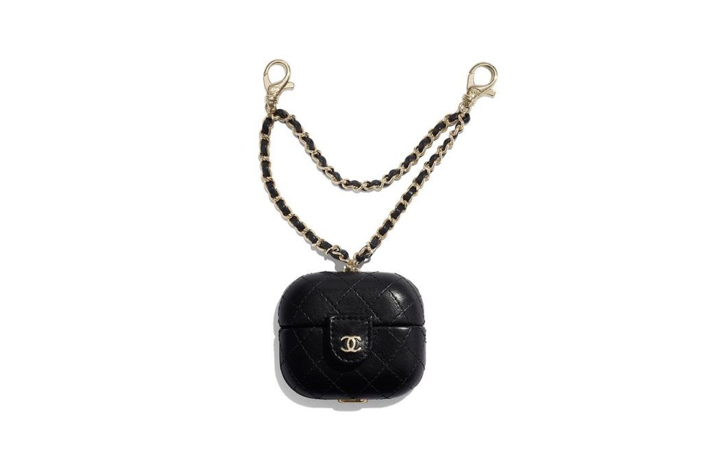 Chanel AirPods case in smooth black calfskin leather (S$1,590) (Photo credit: Chanel)