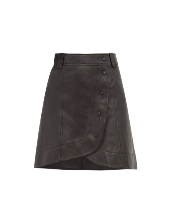 Ganni Wrap Around Buttoned Leather Mini Skirt Lifestyle Asia Singapore