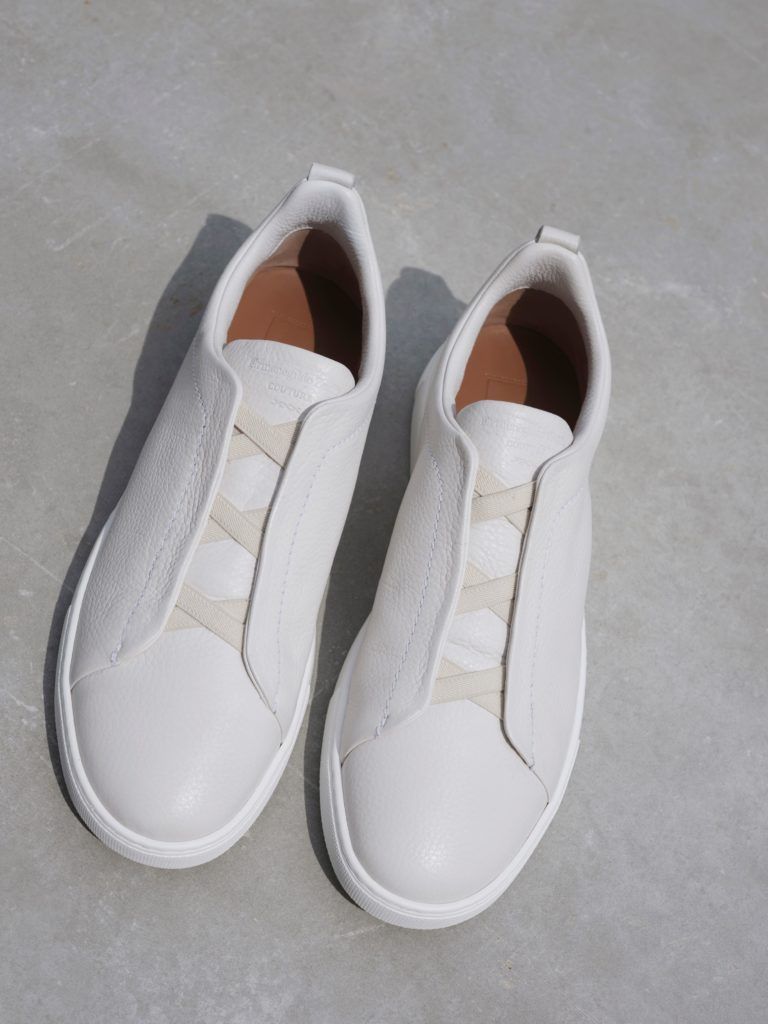 zegna triple stitch sneaker white