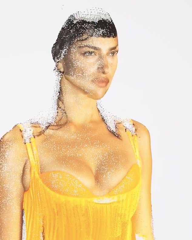 Irina Shayk was also transformed into a virtual avatar at the Versace S/S 2021 show. (Photo credit: Versace)