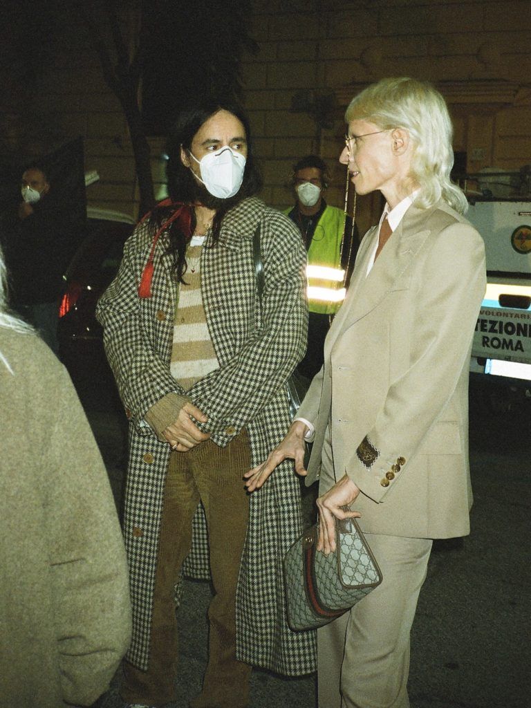 Alessandro Michele and Silvia Calderoni behind the scenes of Ouverture. (Photo credit: Paige Powell, courtesy of Gucci)