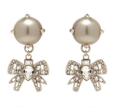 Miu Miu pearl and crystal bow drop earrings