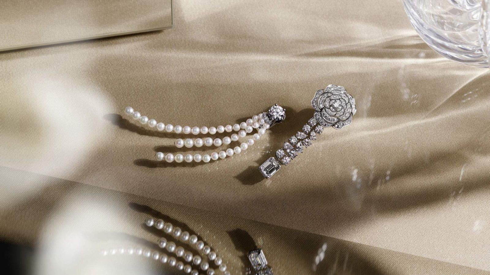 Chanel Style Camellia and Pearls Hair Claws