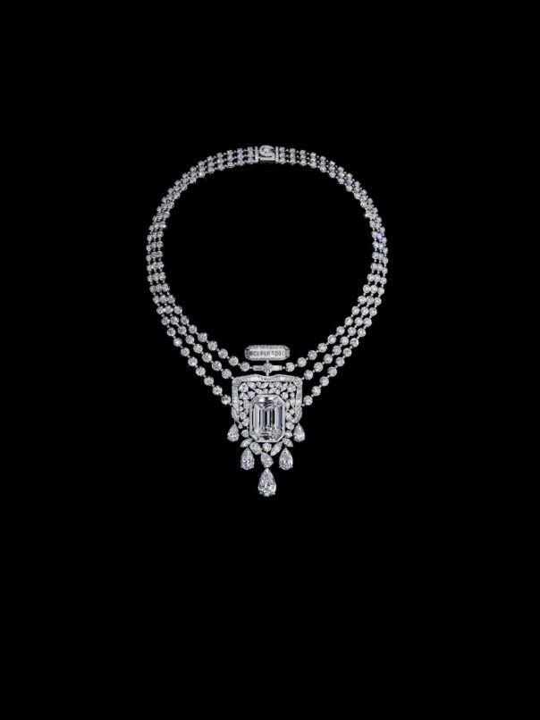 Chanel pays tribute to its No 5 perfume with a diamond necklace