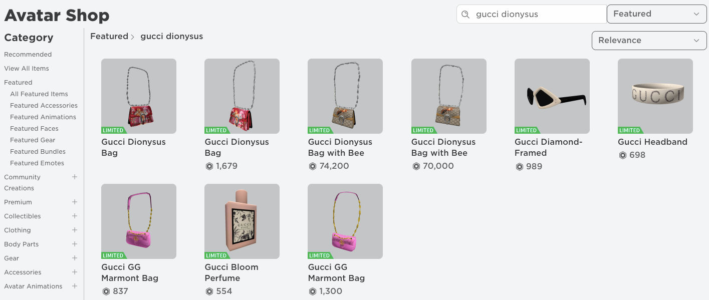 Every Roblox Gucci Item, Ranked