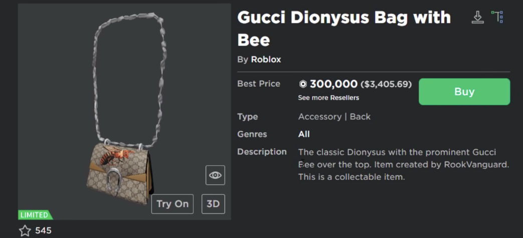 This Virtual Gucci Bag Sold On Roblox For 1000 More Than The Real Thing 