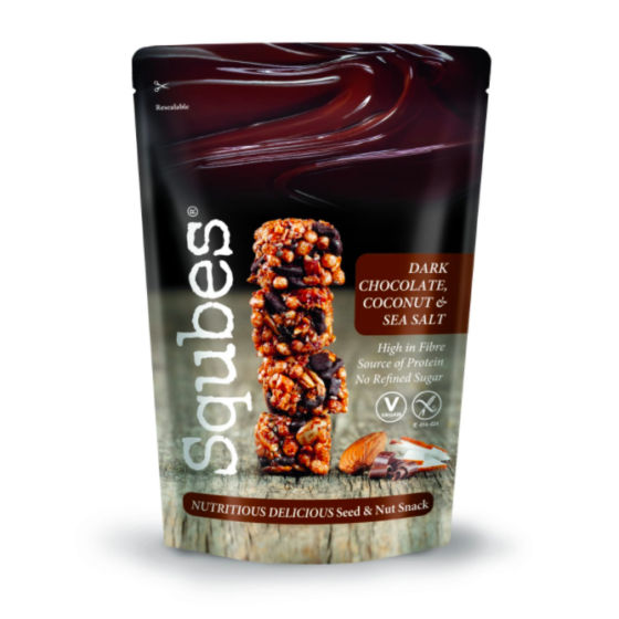 Squbes dark chocolate, coconut and sea salt seed and nut snack