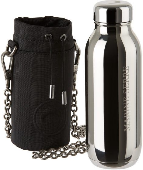 Dior - Dior Aqua Bottle with Shoulder Strap Black Grained Calfskin and Dior Oblique Stainless Steel - Men