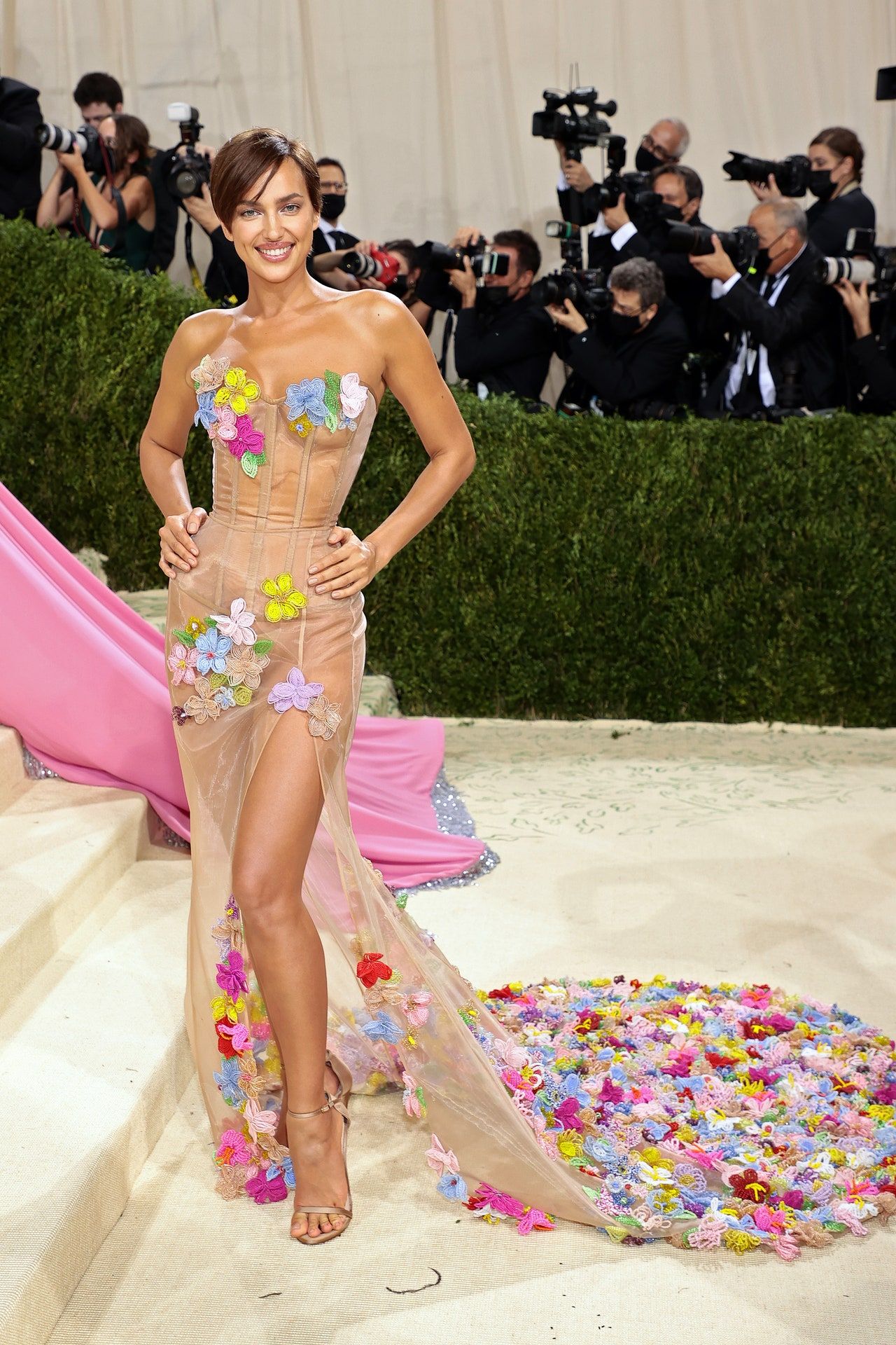 Irina Shayk in Moschino (Photo credit: Getty Images)
