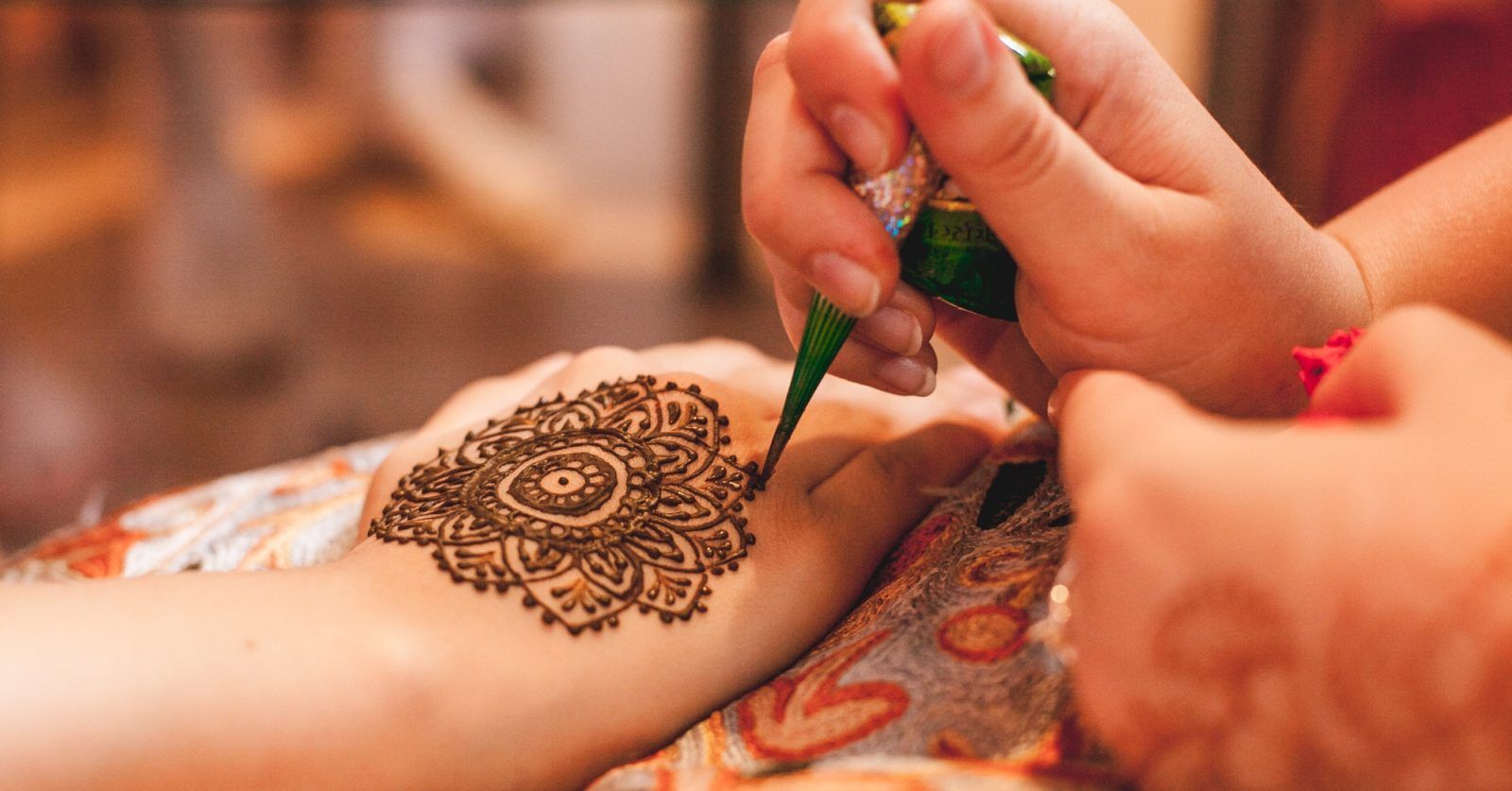Image Of Unrecognised Man Showing Hand With Henna Mehndi Paste Tattoo  Design Common To Indian Subcontinent