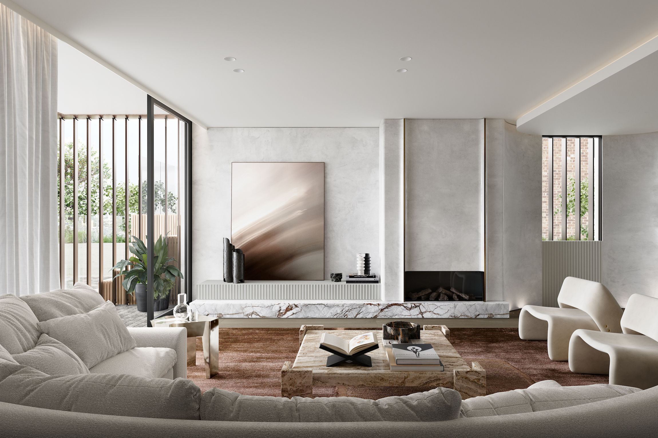 View of Munro House's penthouse is a masterclass in neutral-hued interior design