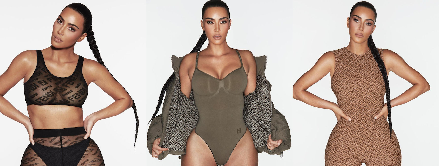 Kim Kardashian does fitting for Fendi x Skims collection after