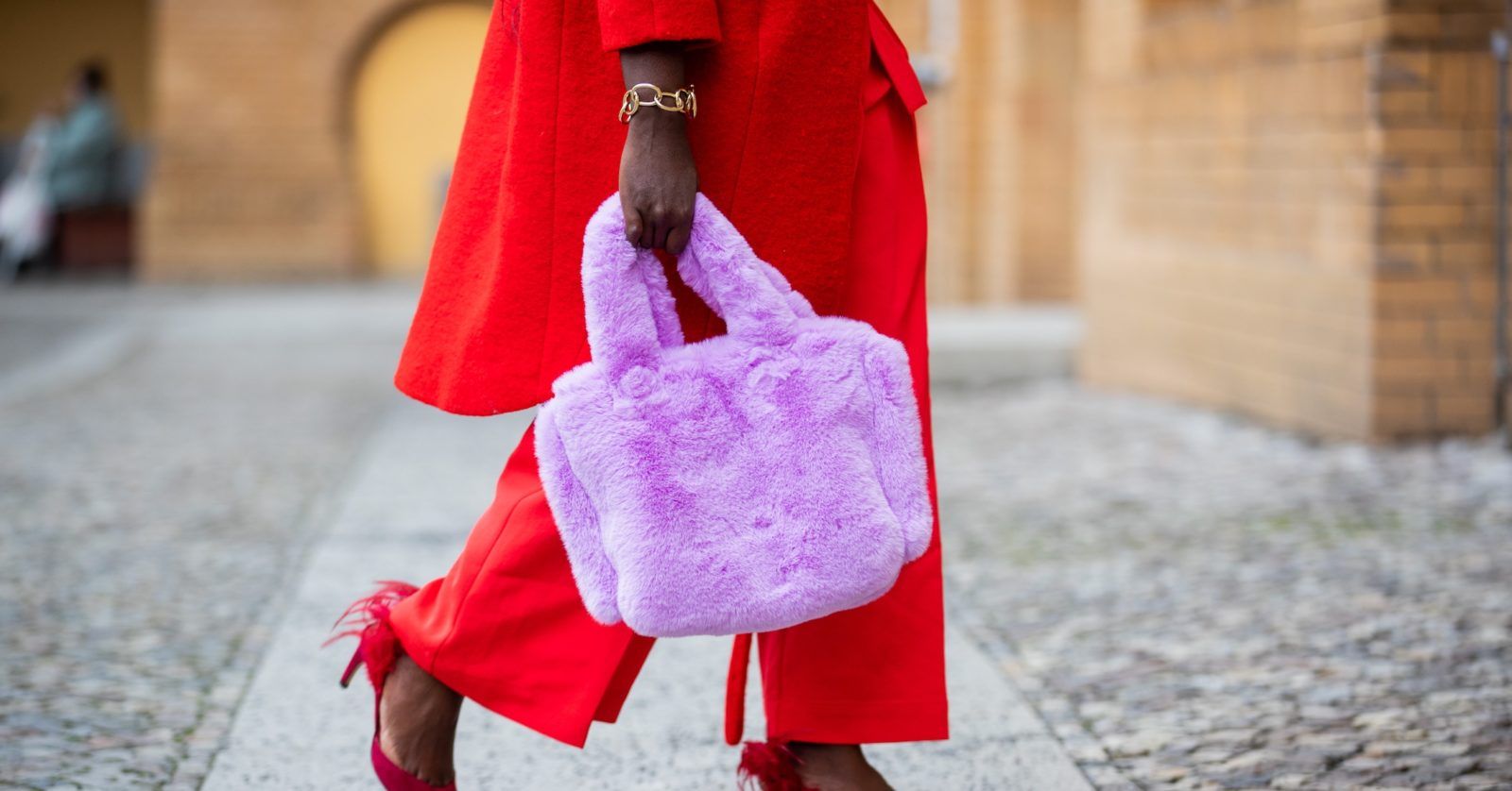 Kate Spade Fluff Embellished Faux Fur Small Bucket Bag