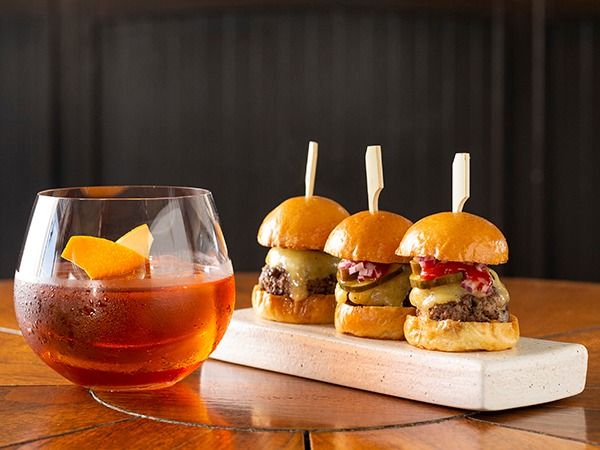 Cocktails and sliders at Spago Bar & Lounge