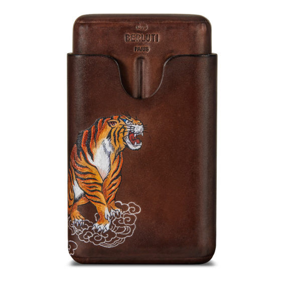 Berluti Tiger Tattoo cigar leather case