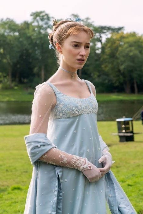 kate bridgerton blue dress Bridgerton Daphne Blue Satin Dress With Lace