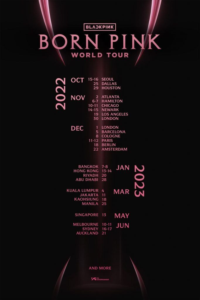 blackpink born pink world tour schedule 2022-2023