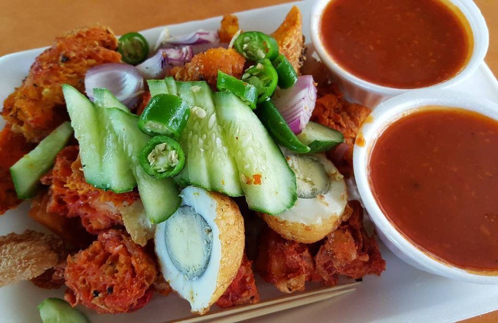 Temasek indian rojak boiled potatoes beef lung best rojak Singapore spicy sweet prawns